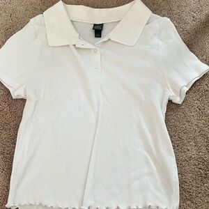 Wild Fable White Ribbed Polo Shirt